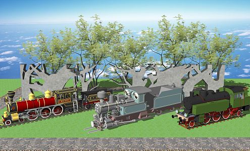 Industrial LOFT locomotive vintage locomotive combination 3d model