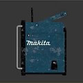 Blue Makita Portable Speaker With Durable Design Handle And Antenna For Worksite Use