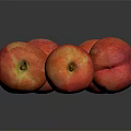 Fresh Red Peaches in a Pile on Dark Background with Shiny Skin