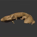 Golden Lizard Decorative Ornament With Detailed Metallic Scales And Shiny Surface