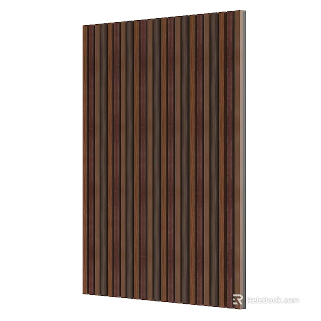 Elegant Wooden Background Wall With Vertical Brown Wood Striped Patterns 3d model 