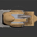 Shiny Golden Mechanical Weapon With Serrated Blade And Futuristic Intricate Design