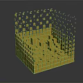 Golden Cube Structure With Small Square Patterns And Reflective 3D Surface 3d model