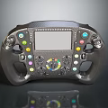 Electronic Electrical Carbon Fiber Racing Steering Wheel With Display Screen Colorful Buttons And Control Knobs 3d model