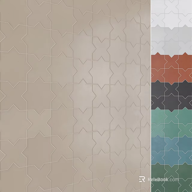 Ceramic Tile Components With Interlaced Geometric Patterns And Various Colors For Interior Design 3d model 