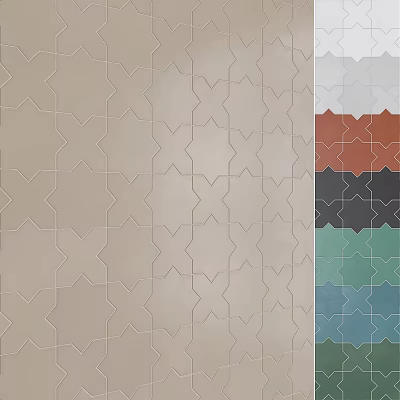 Ceramic Tile Components With Interlaced Geometric Patterns And Various Colors For Interior Design 3d model