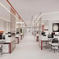 Modern Office Interior Design With Open Layout Glass Partitions Work Desks And Ergonomic Chairs