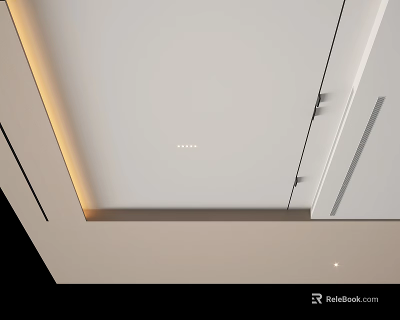 Modern Minimalist Ceiling Design With Recessed Lighting And Linear Accents 3d model 