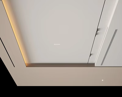 Modern Minimalist Ceiling Design With Recessed Lighting And Linear Accents 3d model