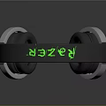 Wired Computer Gaming Headphones With Black Silver Design And Green Headband Accents