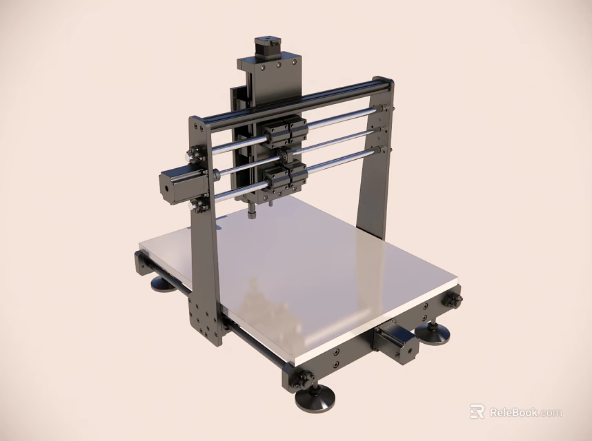 3D Printer Mechanical Structure With Metal Frame Stable Base And Flat Platform 3d model
