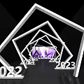 Event Entrance With Geometric Frames And 2022 2023 2024 Numbers Purple Lighting