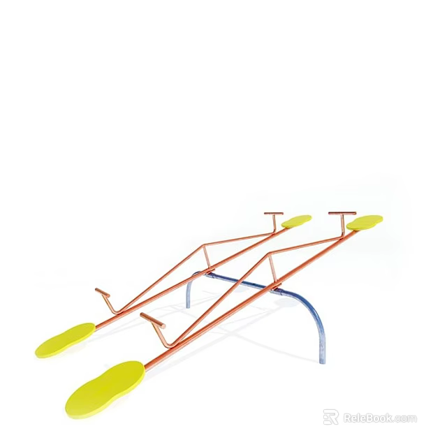 Outdoor Playground Seesaw Equipment With Yellow Seats Orange Frame Blue Supports 3d model 