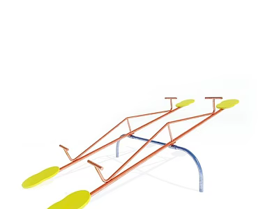 Outdoor Playground Seesaw Equipment With Yellow Seats Orange Frame Blue Supports 3d model