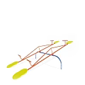 Outdoor Playground Seesaw Equipment With Yellow Seats Orange Frame Blue Supports