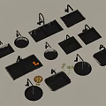 Black Kitchen Sink With Various Styles Faucets And Fresh Fruits Herbs