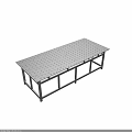 Sturdy Industrial Gray Metal Workbench With Perforated Top And Support Legs