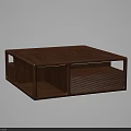 Wooden Coffee Table With Minimalist Design And Open Storage Compartments 3d model