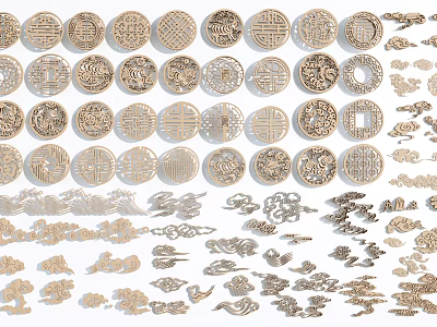Various Handcrafted Wooden Carved Windows With Traditional Patterns And Ornate Designs 3d model