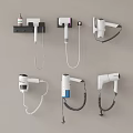 Various Styles Of Wall Mounted Hair Dryers With White And Black Designs For Home Bathroom