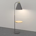 Modern Floor Lamp With Round Side Table And Black Metal Stand 3d model