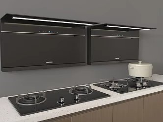 Modern Range Hood Stove Gas Stove Kitchen Appliances 3d model