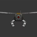 Robotic Drone With Dual Rotors Orange Stripe Red Lens And Mechanical Legs