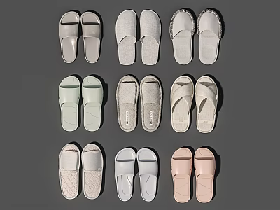 Casual Comfortable Home Slippers With Various Soft Colors And Simple Textile Design 3d model