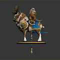 Bearded Man Riding Decorative Reindeer With Traditional Costume And Circular Gold Trimmed Base