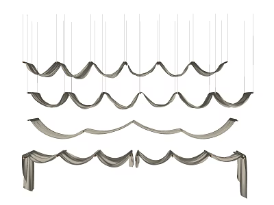 Stylish Hanging Ceiling Drapery With Wavy Curtain Design For Interior Decoration 3d model