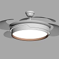 Modern White Ceiling Chandelier With Curved Blades Round Lampshade And Warm Light