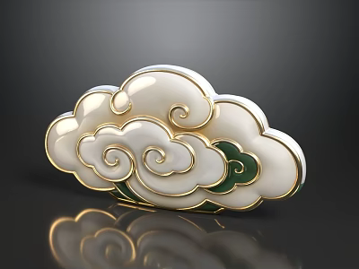 Exquisite New Chinese Style Cloud Pattern Jade Inlaid Sofa And Tea Table Combination For Living Room 3d model