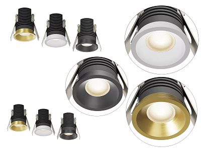 Recessed Ceiling Downlights In Black Gold White Finishes With Modern Sleek Design Options 3d model