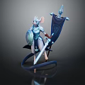 Mouse Warrior Character Wearing Blue Armor Holding Shield Sword And Banner 3d model