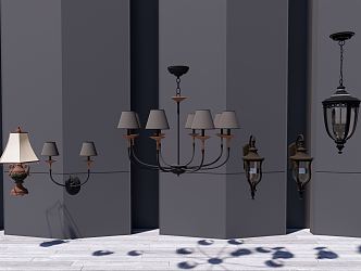 Simple European lamps and lanterns combination chandeliers 3d model