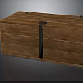 Vintage Wooden Chest With Black Metal Straps And Natural Wood Grain Surface