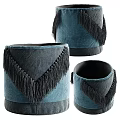 Colorful Fabric Storage Baskets With Fringe Trim And Various Geometric Patterns