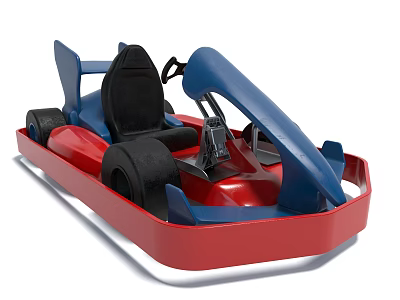 Functional Go Kart With Red And Blue Body Design And Black Seats 3d model