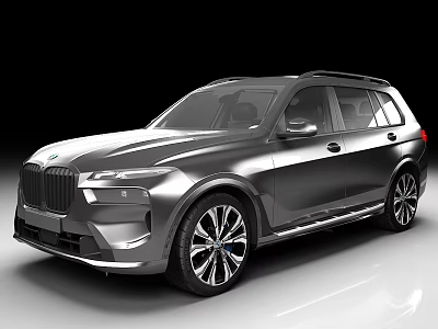 Silver BMW SUV With Modern Front Grille And Alloy Wheels Design 3d model