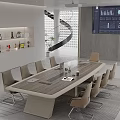 Large Modern Wooden Conference Table With Comfortable Leather Chairs In Bright Business Meeting Space