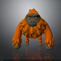 Orange Gorilla Character Figure With Fluffy Mane Gray Face And Standing Pose