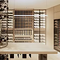 Luxury Wine Cellar Interior With Glass Racks Wooden Shelves And Organized Wine Bottles