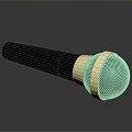 Shiny Metallic Microphone With Black Handle And Gold Mesh Head For Daily Use