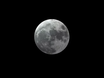 Clear View Of Full Moon Lunar Surface With Detailed Craters Against Dark Background 3d model