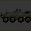 Green Wheeled Military Tank With Armored Body And Top Tower