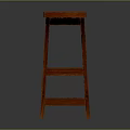 Red Wooden Bar Stool With Classic Design Simple Structure And Sturdy Legs