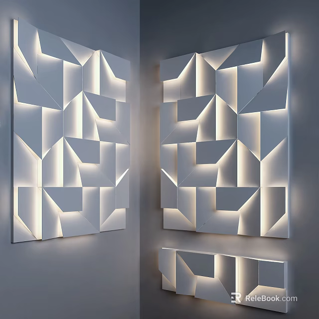 Modern Geometric 3D Design Wall Lamp With Stylish Lighting Effects On Wall 3d model