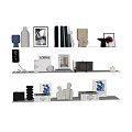 Modern White Shelves Displaying Stylish Inflatable Decorations And Accessories 3d model