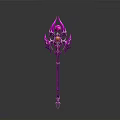 Ornate Purple Pink Staff With Glowing Gem And Intricate Decorative Details
