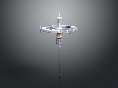Space Station Structure With Circular Modules Solar Panels And Antenna Array 3d model